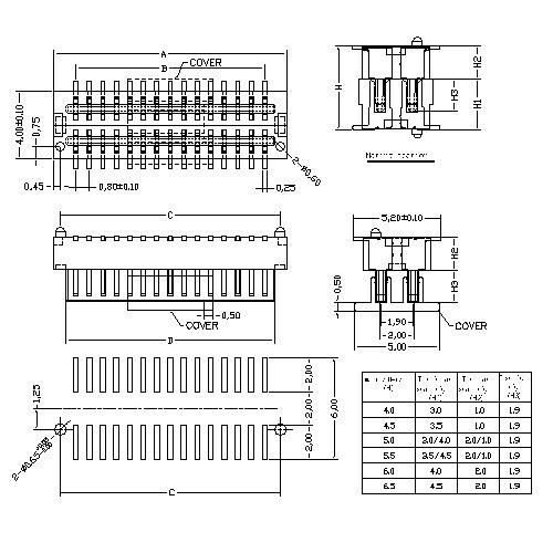 0.8mm Board To Board Male Double Groove Connector BB0.8M-XXXX02